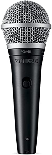 Shure PGA48 Dynamic Microphone - Handheld Mic for Vocals with Cardioid Pick-up Pattern, Discrete On/Off Switch, 3-pin XLR Connector, 15' XLR-to-XLR Cable, Stand Adapter and Zipper Pouch (PGA48-XLR) - PUF HOUSE